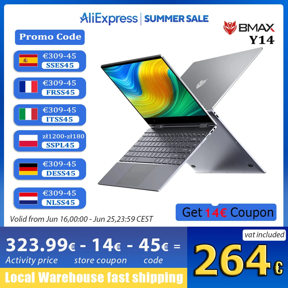 BMAX-ordenador portátil Y14, Laptop Convertible de 360 °, 14 pulgadas, Intel N100, 16GB RAM, LPDDR5, 512GB SSD, Windows 11, 1920x1080, IPS