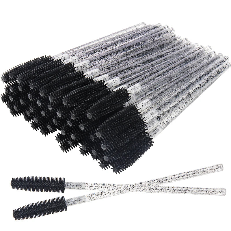 50 Uds. Aplicador de varitas de rímel de cristal de silicona, cepillos de pestañas de diamante desechables, peine para mujeres, herramientas de cepillo de maquillaje de belleza