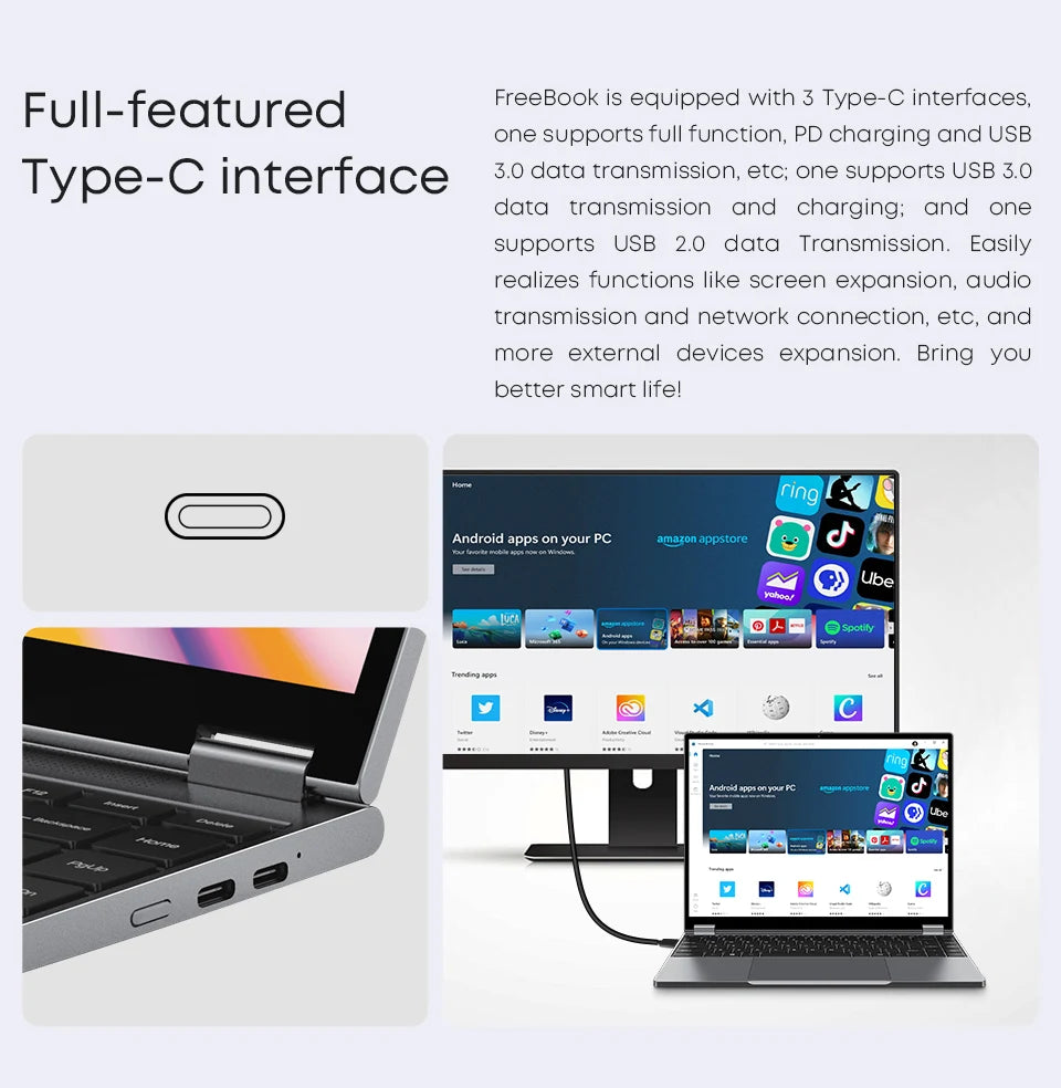 CHUWI FreeBook Laptop Tablet PC 13,5 pulgadas FHD pantalla táctil Windows 11 Intel N100/i3-1215U Quad Core 12GB LPDDR5 512G SSD WIFI6