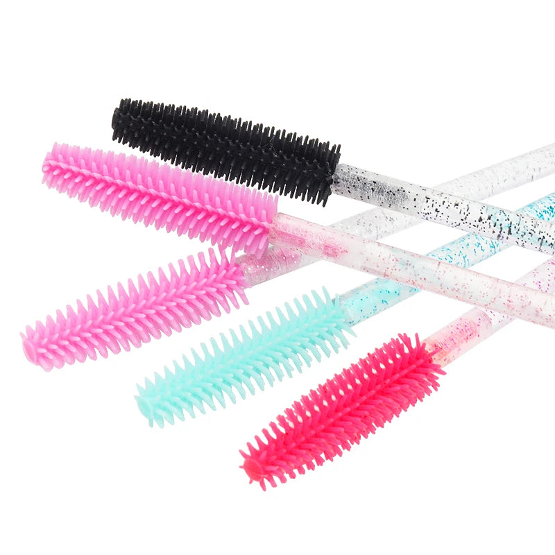 50 Uds. Aplicador de varitas de rímel de cristal de silicona, cepillos de pestañas de diamante desechables, peine para mujeres, herramientas de cepillo de maquillaje de belleza