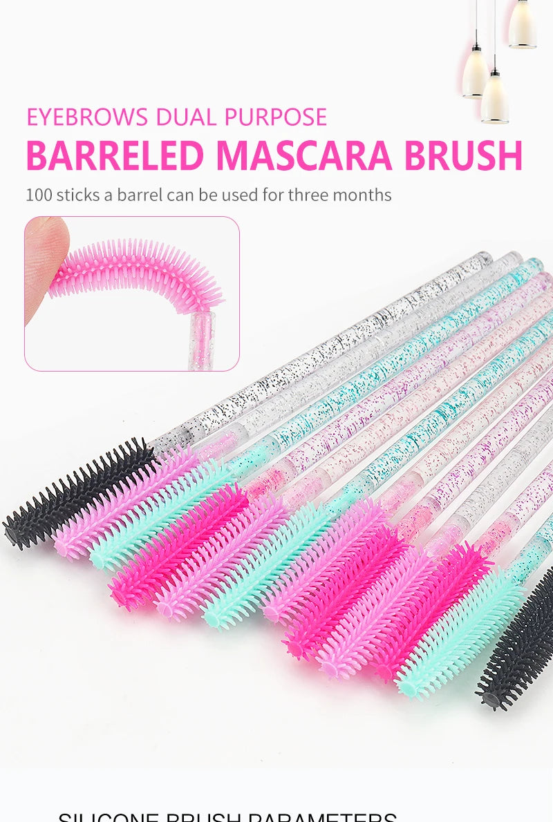 50 Uds. Aplicador de varitas de rímel de cristal de silicona, cepillos de pestañas de diamante desechables, peine para mujeres, herramientas de cepillo de maquillaje de belleza
