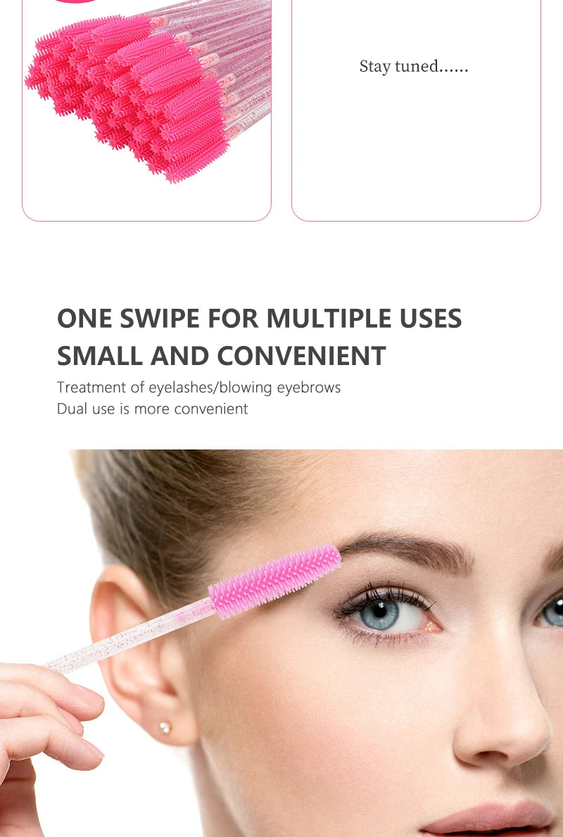 50 Uds. Aplicador de varitas de rímel de cristal de silicona, cepillos de pestañas de diamante desechables, peine para mujeres, herramientas de cepillo de maquillaje de belleza