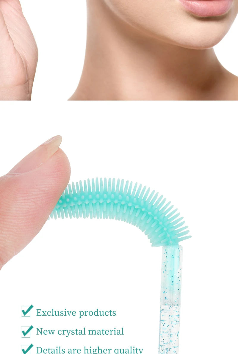 50 Uds. Aplicador de varitas de rímel de cristal de silicona, cepillos de pestañas de diamante desechables, peine para mujeres, herramientas de cepillo de maquillaje de belleza