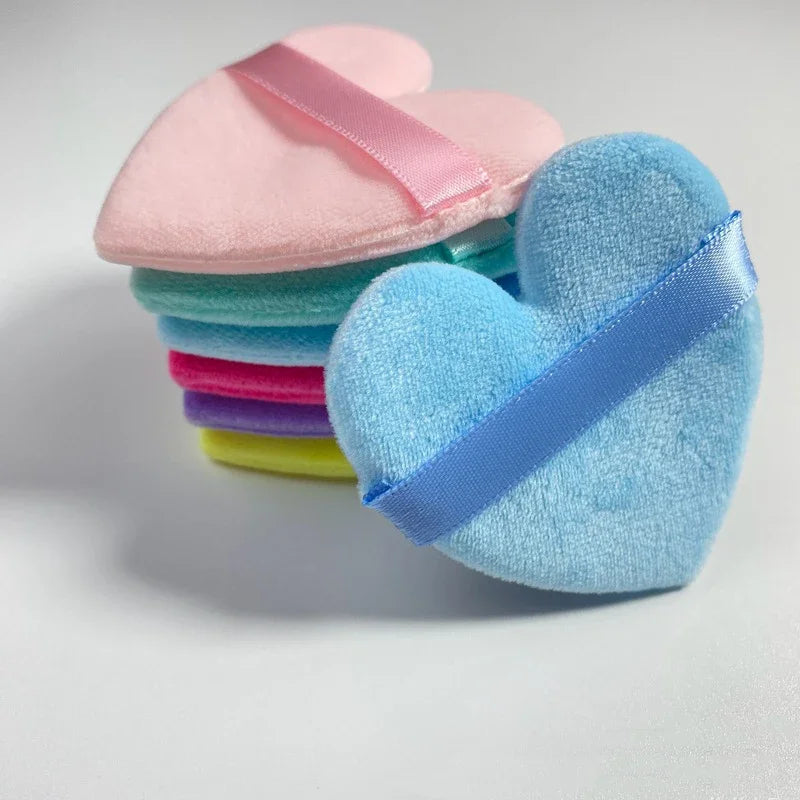 5-50 Uds. Esponja cosmética de terciopelo con forma de corazón y amor, esponja suave reutilizable, herramientas de belleza Facial, polvo seco suelto colorido, esponjas de maquillaje
