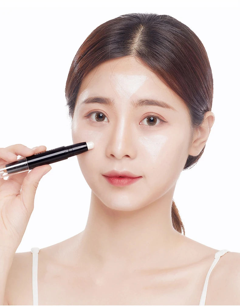 1 unidad de barra correctora de doble punta, maquillaje Facial, lápiz de base cremoso, cosméticos para mujeres, barra de contorno para resaltar la cara, ojeras