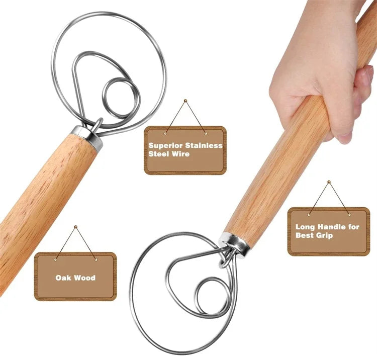 Batidor de huevos danés, accesorios y herramientas para hornear, mezclador manual para cocina, pan holandés, masa, pastelería, utensilios para hornear, Bar de comedor, hogar
