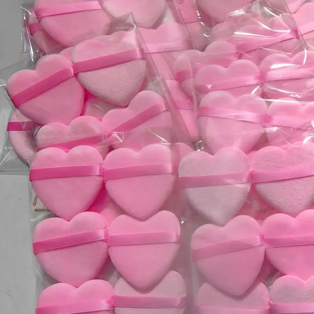 5-50 Uds. Esponja cosmética de terciopelo con forma de corazón y amor, esponja suave reutilizable, herramientas de belleza Facial, polvo seco suelto colorido, esponjas de maquillaje