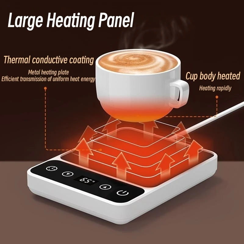 Calentador de tazas de café eléctrico, calentador de tazas portátil para agua, té, posavasos con calefacción, 9 ajustes de temperatura para el hogar y la Oficina, temporizador