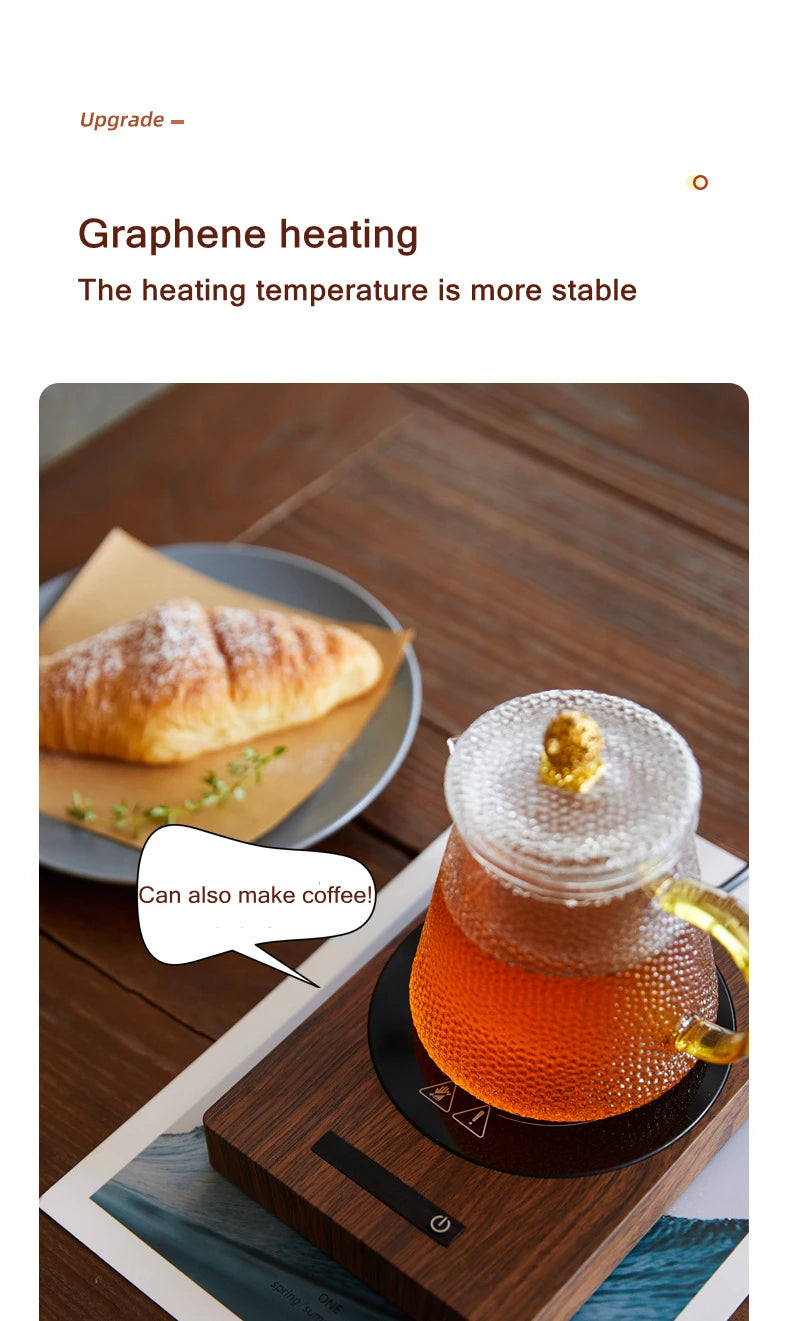 100 ℃   Calentador de tazas, calentador de tazas, fabricantes de té caliente, posavasos calentador automático, calentadores de tazas de temperatura de 5 engranajes, almohadilla calefactora para café, té de la leche