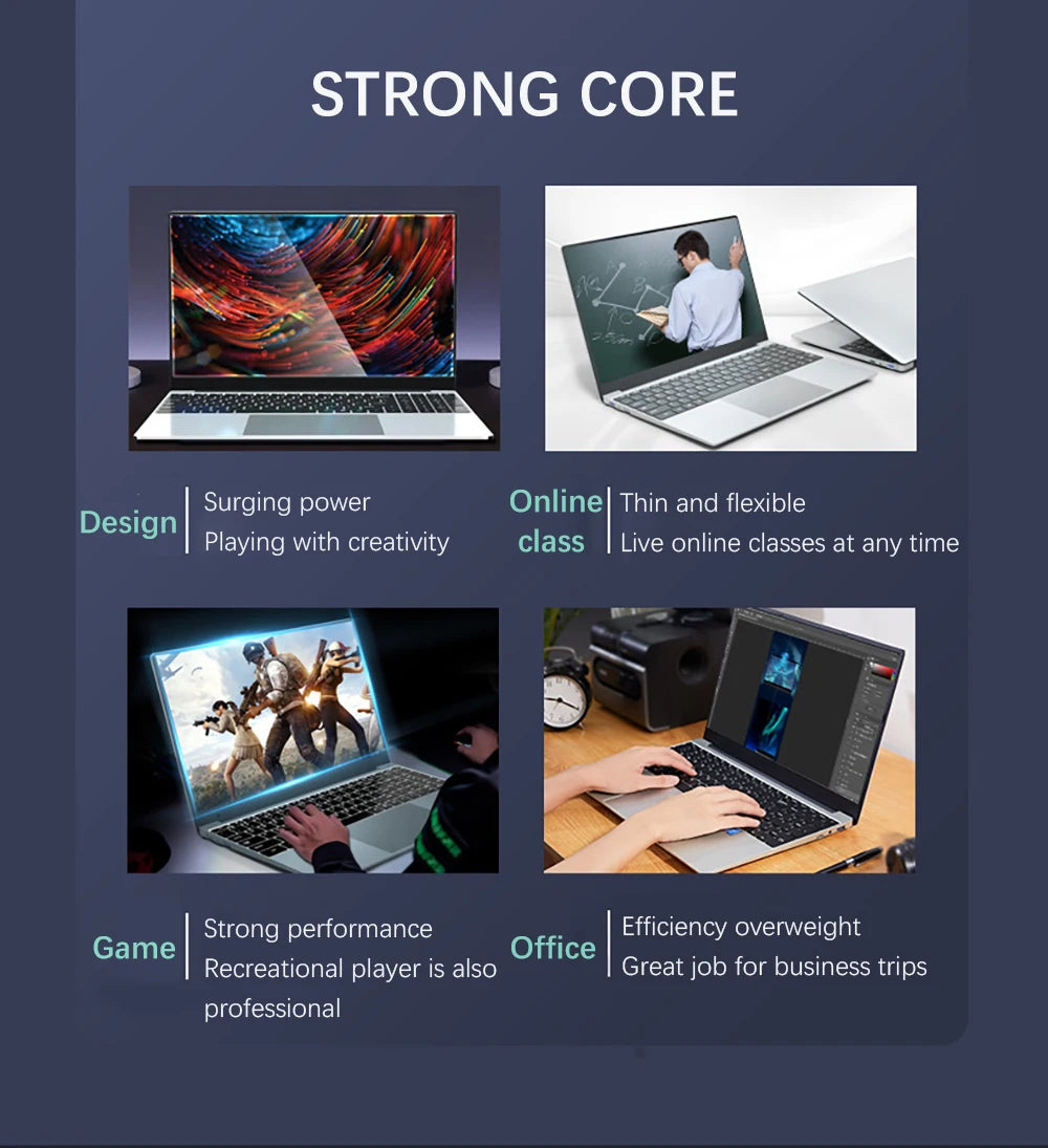 Ultrabook Laptop 15,6 pulgadas AMD R7 4700U teclado retroiluminado Windows11 32GB DDR4 2TB desbloqueo de huellas dactilares ordenador portátil para juegos
