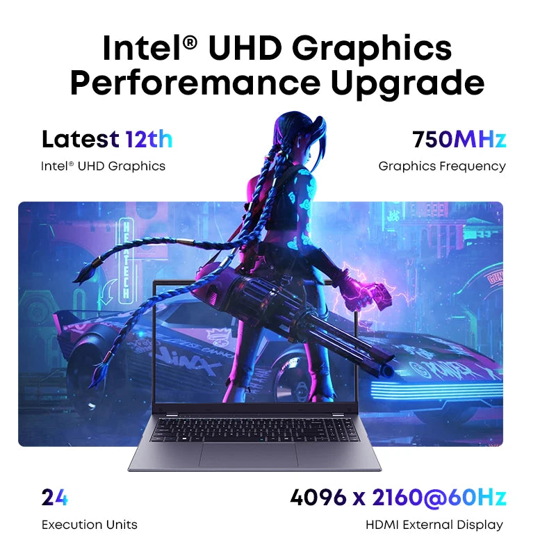 CHUWI GemiBook Plus Laptop 15,6 "gráficos Intel N150/N100 para 12.a generación 1920*1080P 16GB RAM 512GB SSD con ventilador de refrigeración Windows 11