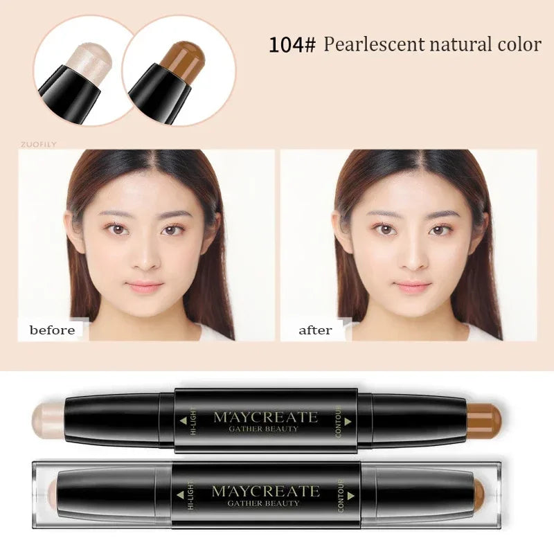 1 unidad de barra correctora de doble punta, maquillaje Facial, lápiz de base cremoso, cosméticos para mujeres, barra de contorno para resaltar la cara, ojeras