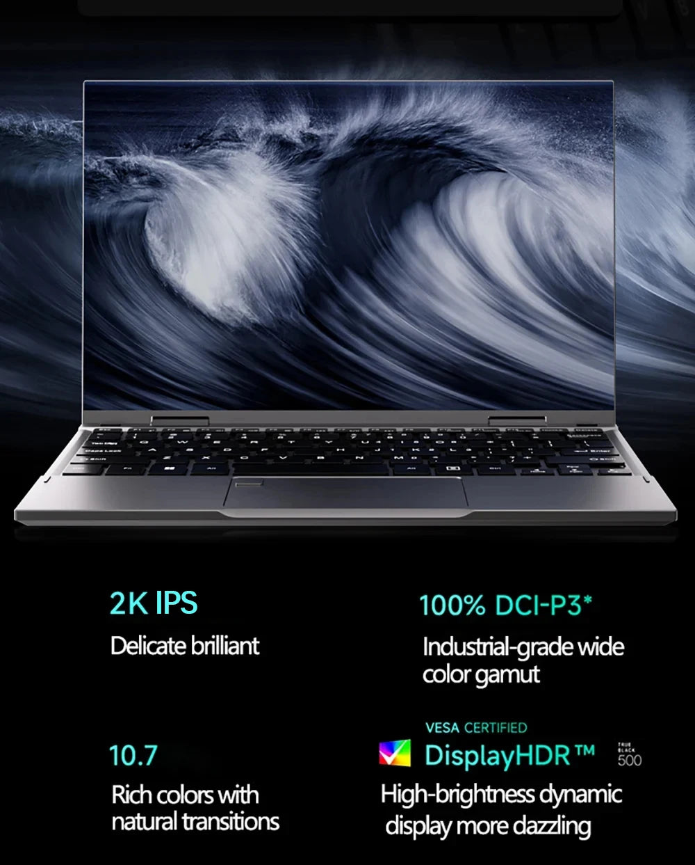 Pantalla táctil 2 en 1 de 10,95 pulgadas 360 °   Flip Laptop Intel N95 Win 11 Pro 16GB DDR5 2TB SSD Metal para juegos de oficina Mini Notebook PC