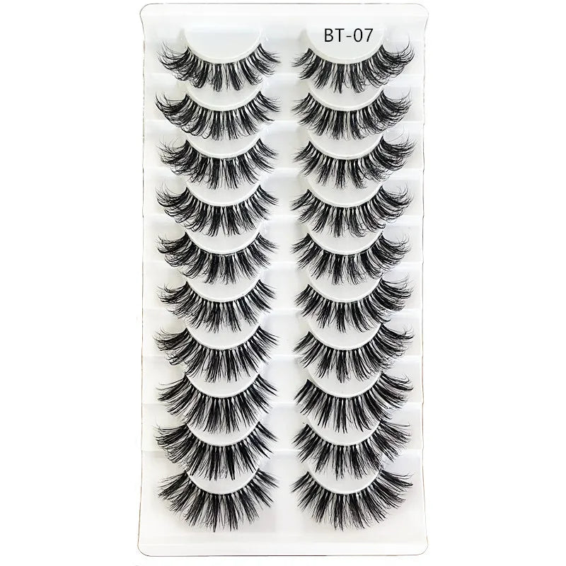 10 pares de pestañas de visón, pestañas transparentes entrecruzadas, banda transparente, pestañas postizas hechas a mano, pestañas dramáticas, pestañas superiores