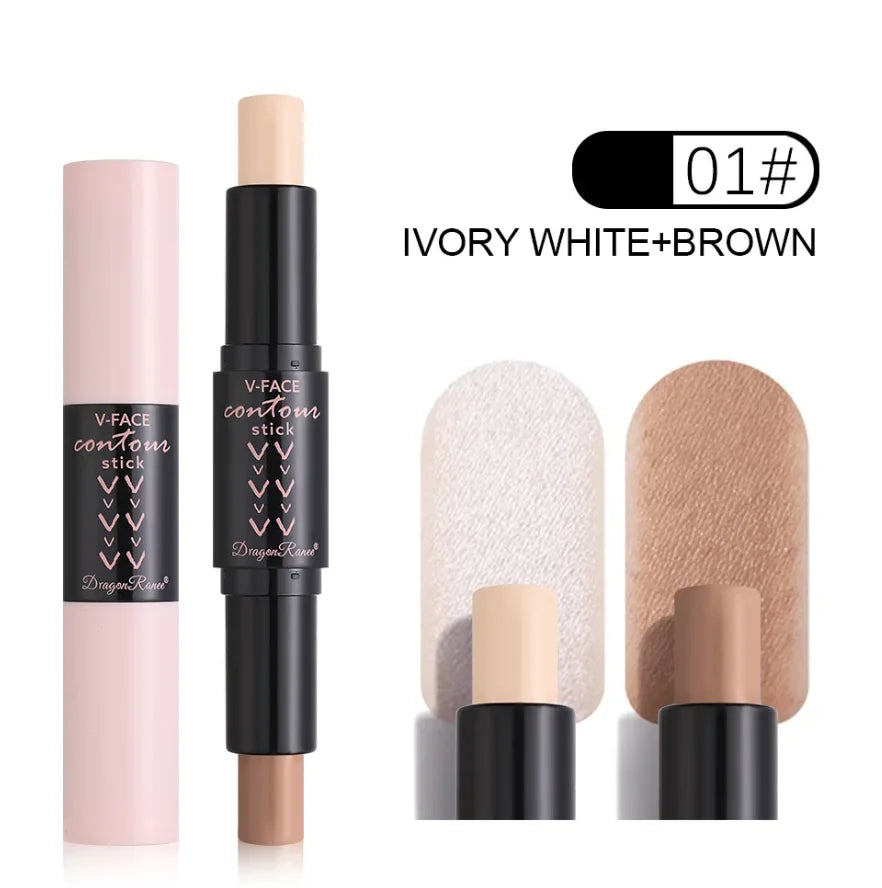 1 unidad de barra correctora de doble punta, maquillaje Facial, lápiz de base cremoso, cosméticos para mujeres, barra de contorno para resaltar la cara, ojeras