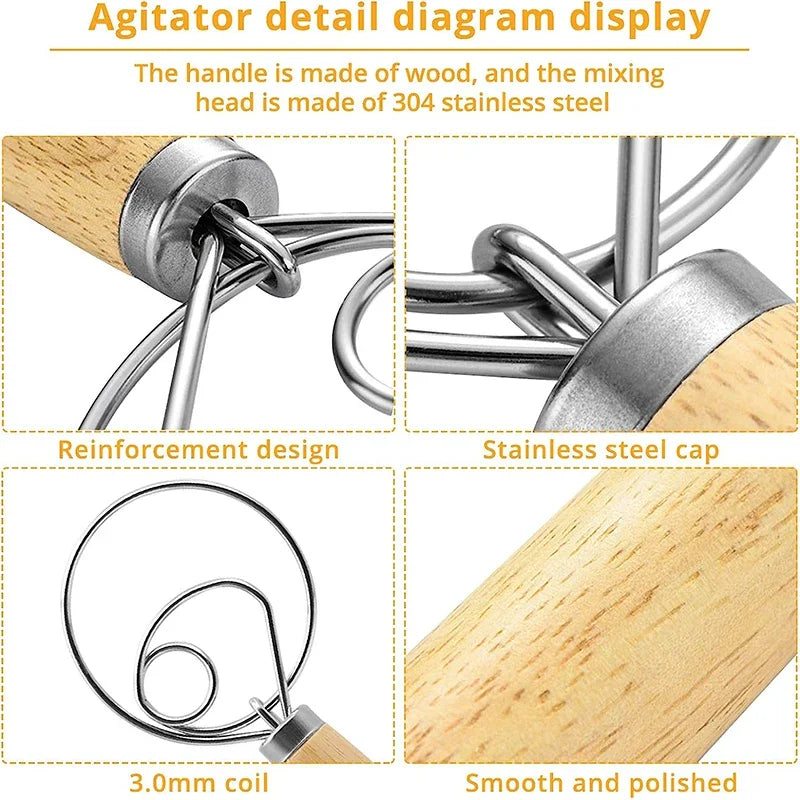 Batidor de huevos danés, accesorios y herramientas para hornear, mezclador manual para cocina, pan holandés, masa, pastelería, utensilios para hornear, Bar de comedor, hogar