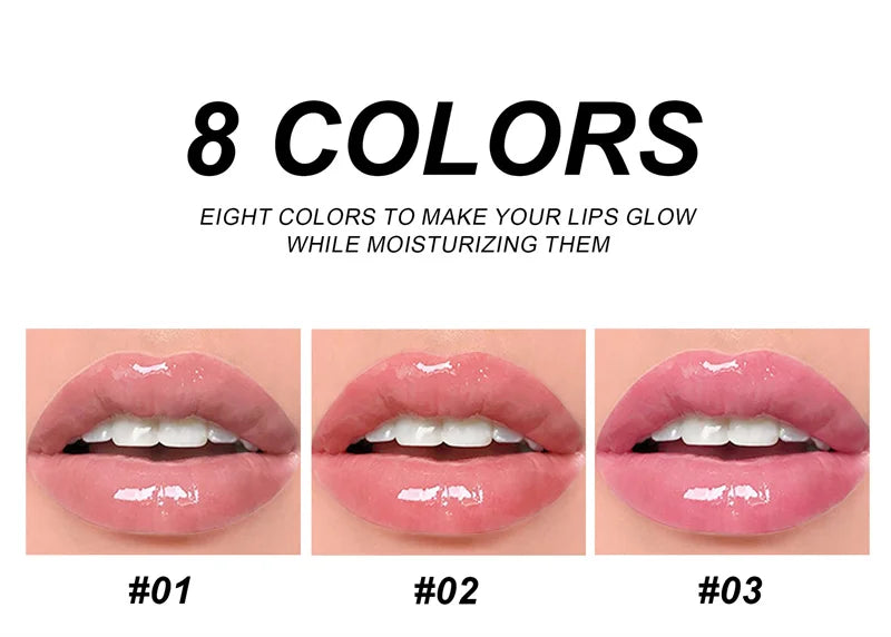 8 colores lápiz labial de gelatina espejo hidratante agua luz brillo de labios sólido rojo rosa Sexy vidrio labio esmalte tinte maquillaje cosméticos nuevo