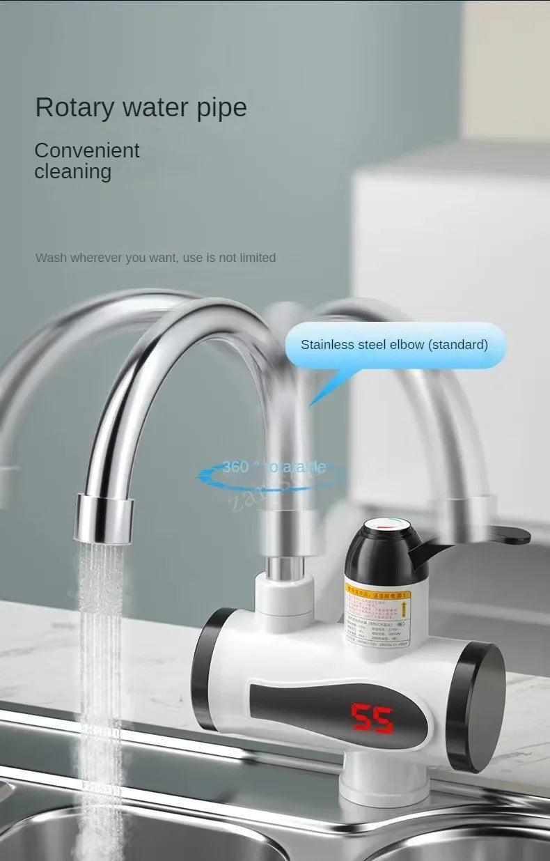 Calentador de agua eléctrico para cocina, grifo de agua caliente instantáneo, grifo de calefacción en frío, calentador de agua instantáneo sin tanque