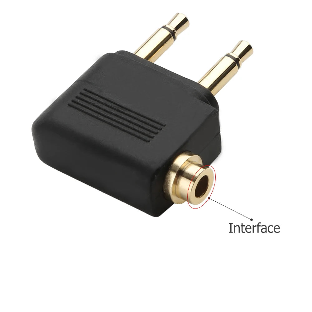 Adaptadores chapados en oro para auriculares de vuelo, convertidor de auriculares de avión de 3,5mm para entretenimiento en vuelo para viajes