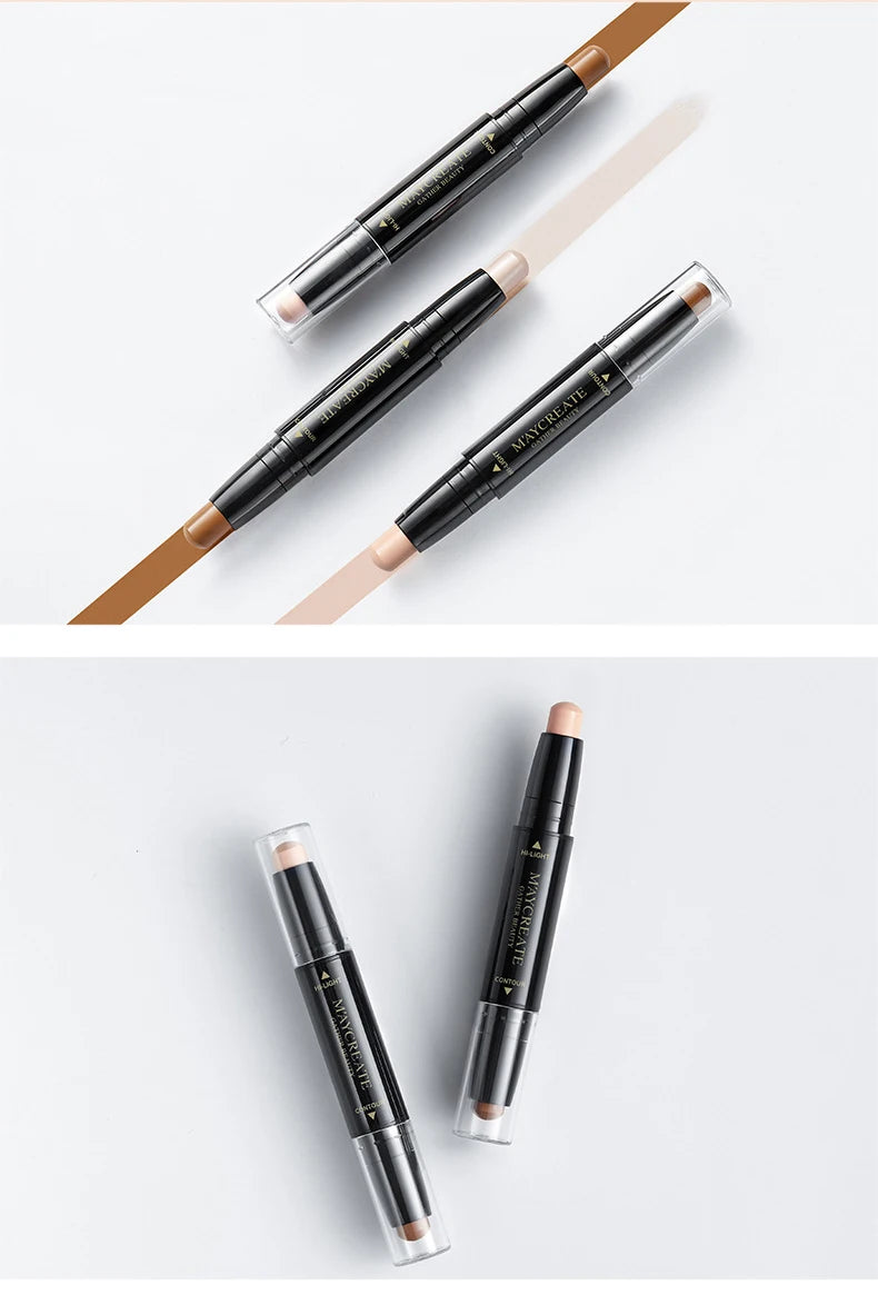 1 unidad de barra correctora de doble punta, maquillaje Facial, lápiz de base cremoso, cosméticos para mujeres, barra de contorno para resaltar la cara, ojeras