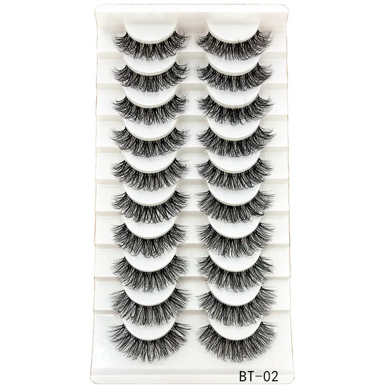 10 pares de pestañas de visón, pestañas transparentes entrecruzadas, banda transparente, pestañas postizas hechas a mano, pestañas dramáticas, pestañas superiores