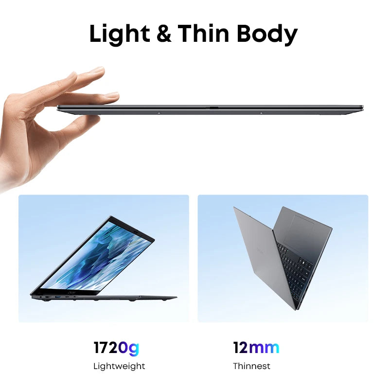 CHUWI GemiBook Plus Laptop 15,6 "gráficos Intel N150/N100 para 12.a generación 1920*1080P 16GB RAM 512GB SSD con ventilador de refrigeración Windows 11