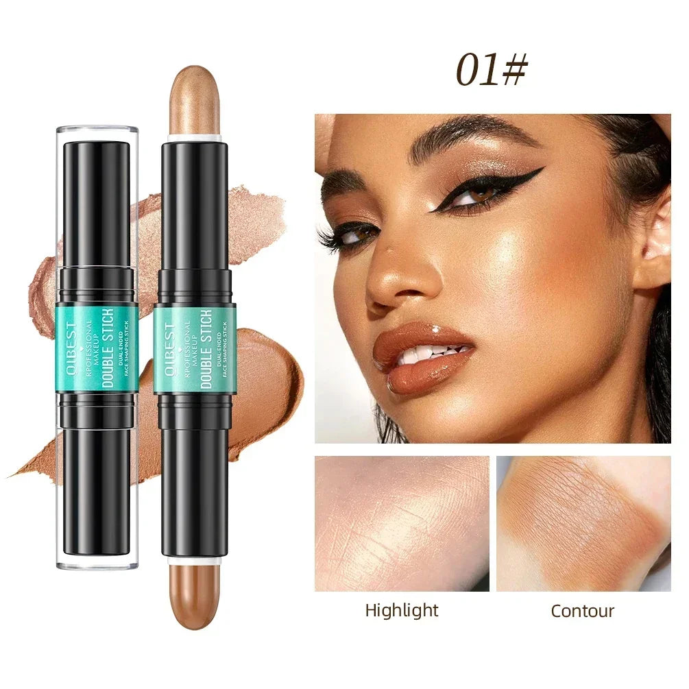 1 unidad de barra correctora de doble punta, maquillaje Facial, lápiz de base cremoso, cosméticos para mujeres, barra de contorno para resaltar la cara, ojeras