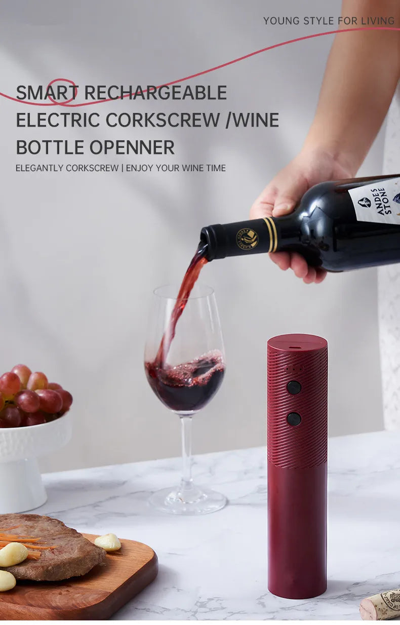 Abridor de botellas de vino eléctrico cargado automático reutilizable fácil de llevar abridor de vino tinto regalo para camarero mujeres hogar cocina fiesta Bar