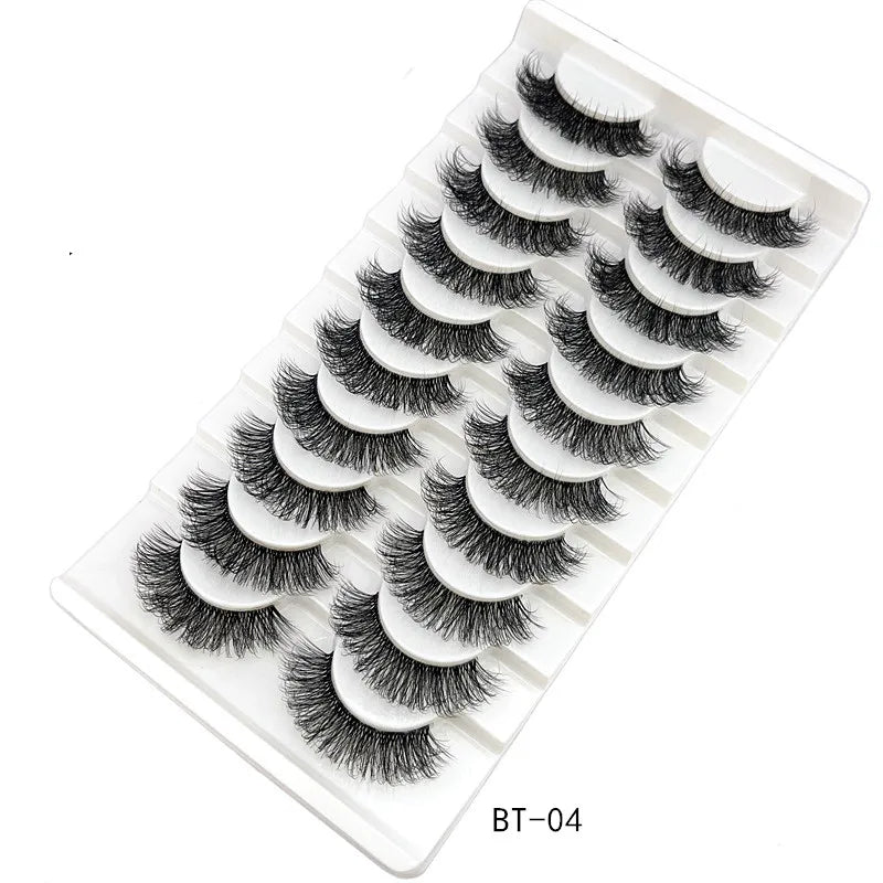 10 pares de pestañas de visón, pestañas transparentes entrecruzadas, banda transparente, pestañas postizas hechas a mano, pestañas dramáticas, pestañas superiores
